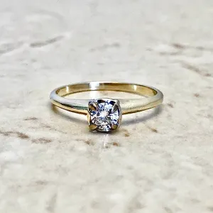 Vintage 14 Karat Two-Tone Gold 0.30 Carat Round Diamond Solitaire Engagement Ring
