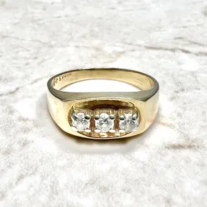Vintage 14 Karat Yellow Gold Three-Stone 0.20 Carat Diamond Ring