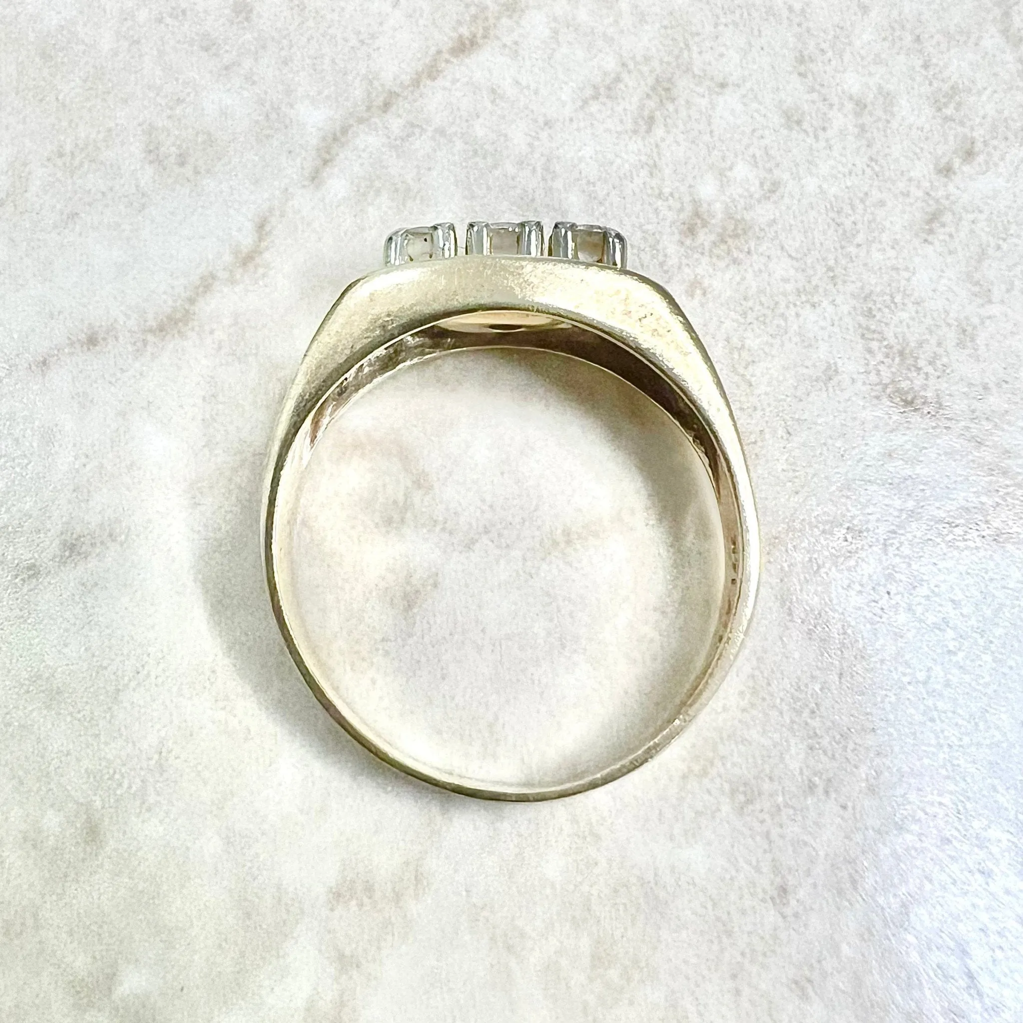 Vintage 14 Karat Yellow Gold Three-Stone 0.20 Carat Diamond Ring