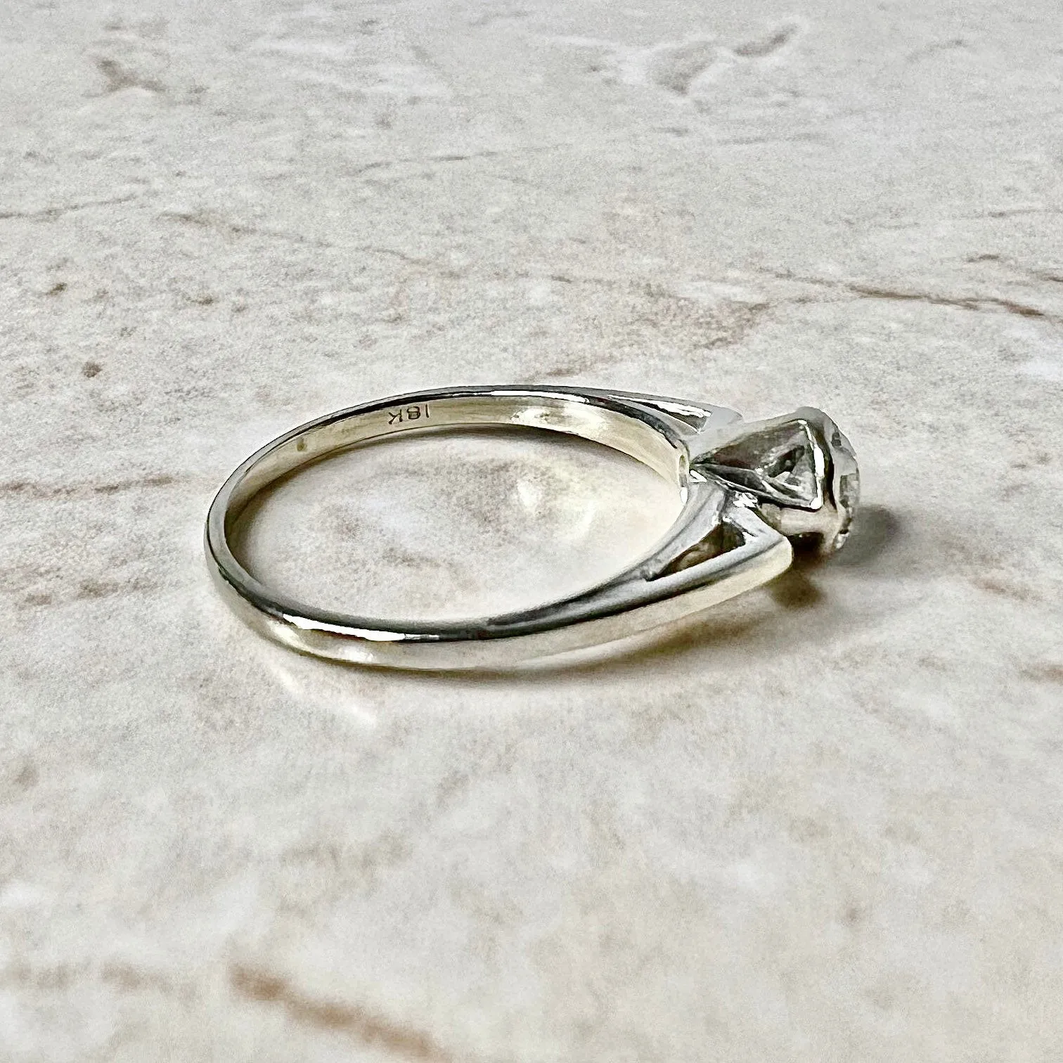 Vintage 18 Karat White Gold 0.30 Carat Diamond Solitaire Ring