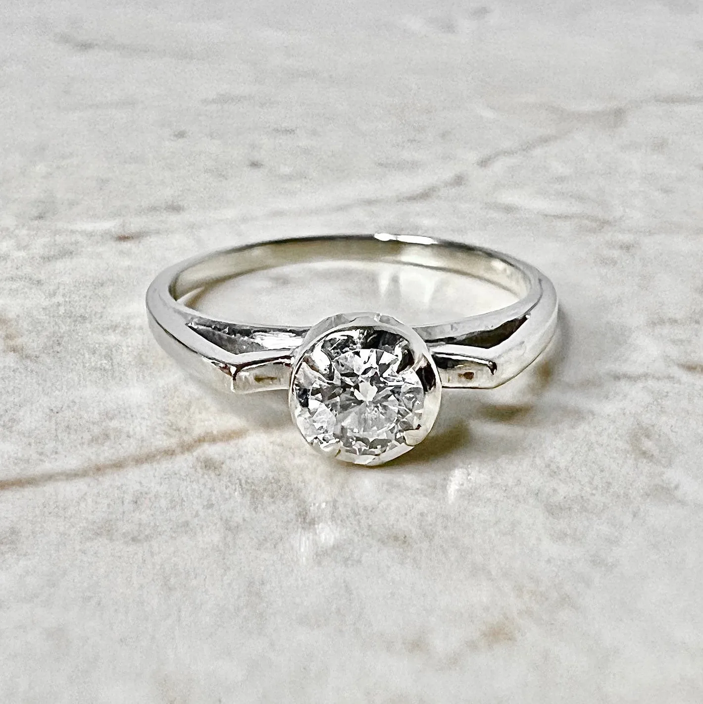 Vintage 18 Karat White Gold 0.30 Carat Diamond Solitaire Ring