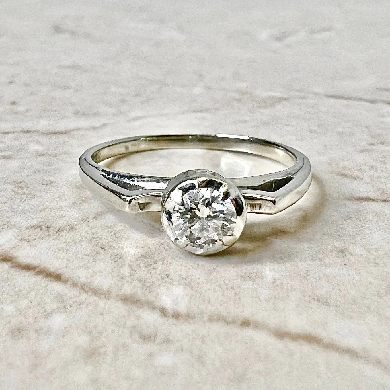 Vintage 18 Karat White Gold 0.30 Carat Diamond Solitaire Ring