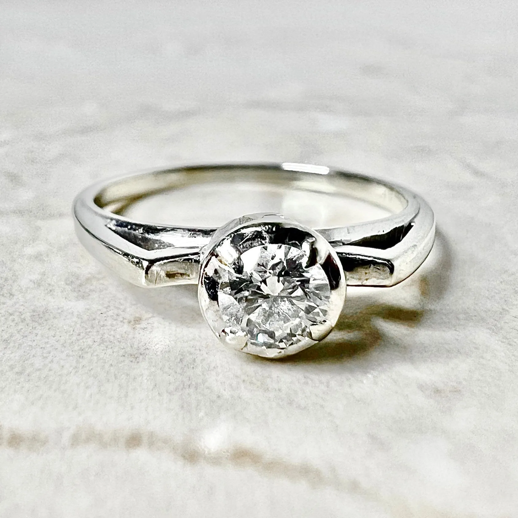 Vintage 18 Karat White Gold 0.30 Carat Diamond Solitaire Ring