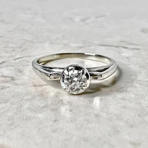 Vintage 18 Karat White Gold 0.30 Carat Diamond Solitaire Ring