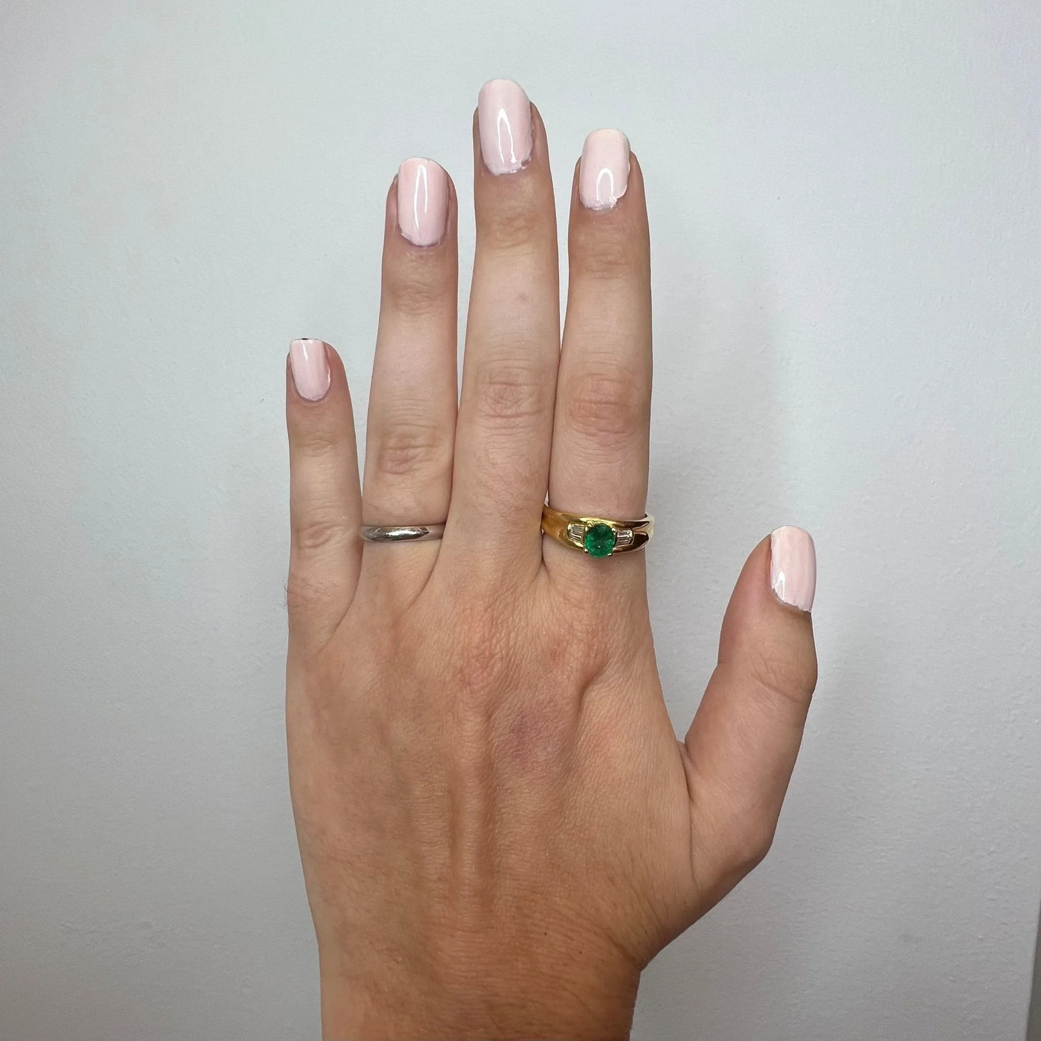 Vintage 18 Karat Yellow Gold Natural Emerald & Diamond Ring