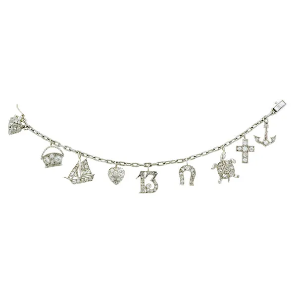 Vintage Diamond Charm Bracelet