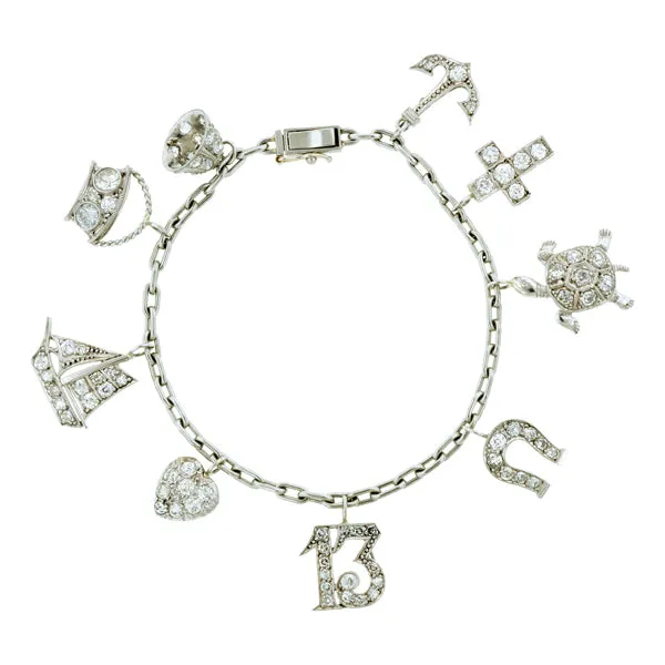 Vintage Diamond Charm Bracelet