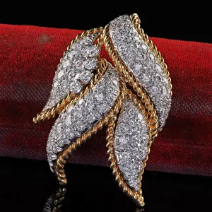 Vintage Estate David Webb 18K Yellow Gold and Platinum Diamond Floral Pendant