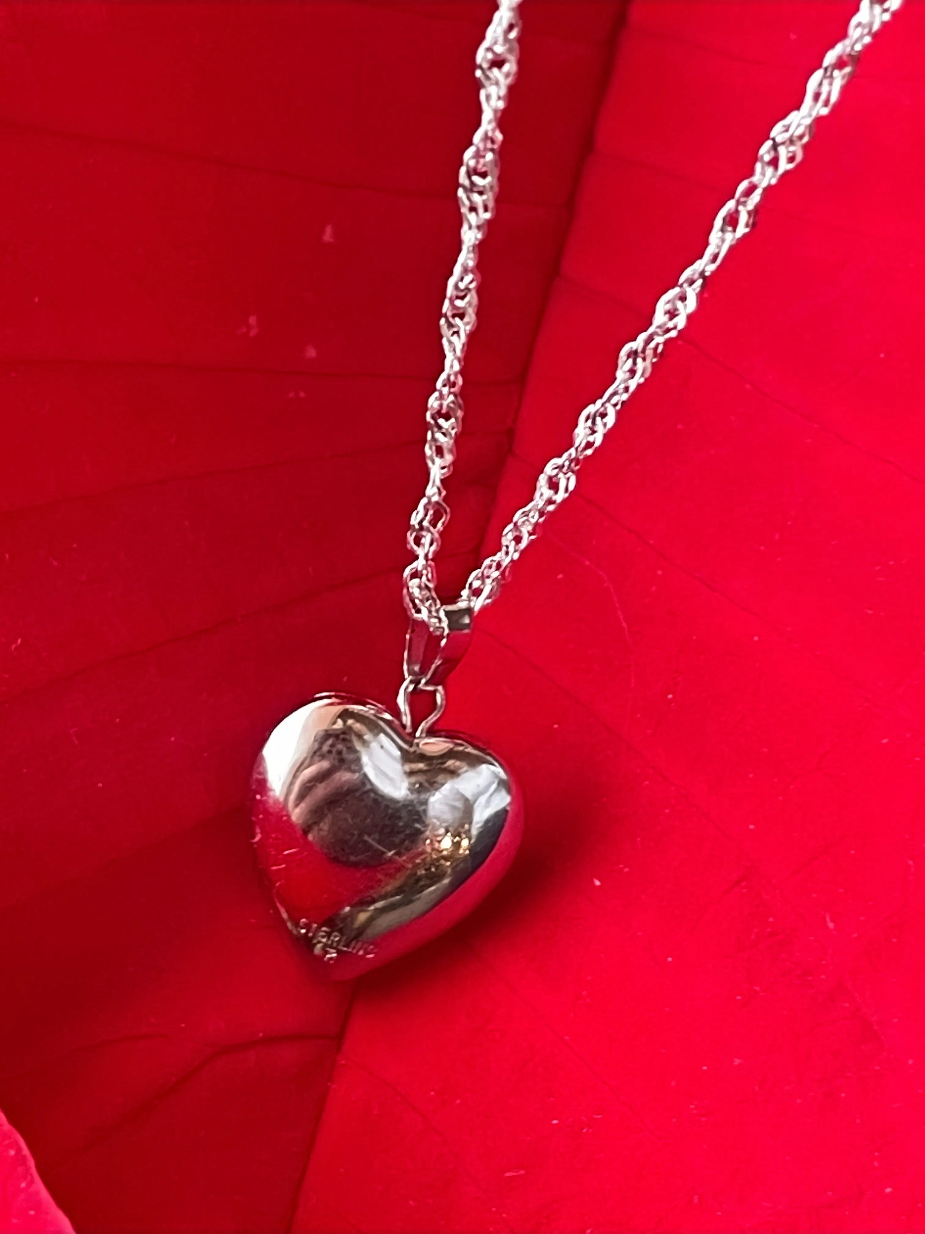 Vintage Sterling Silver Heart Locket Necklace