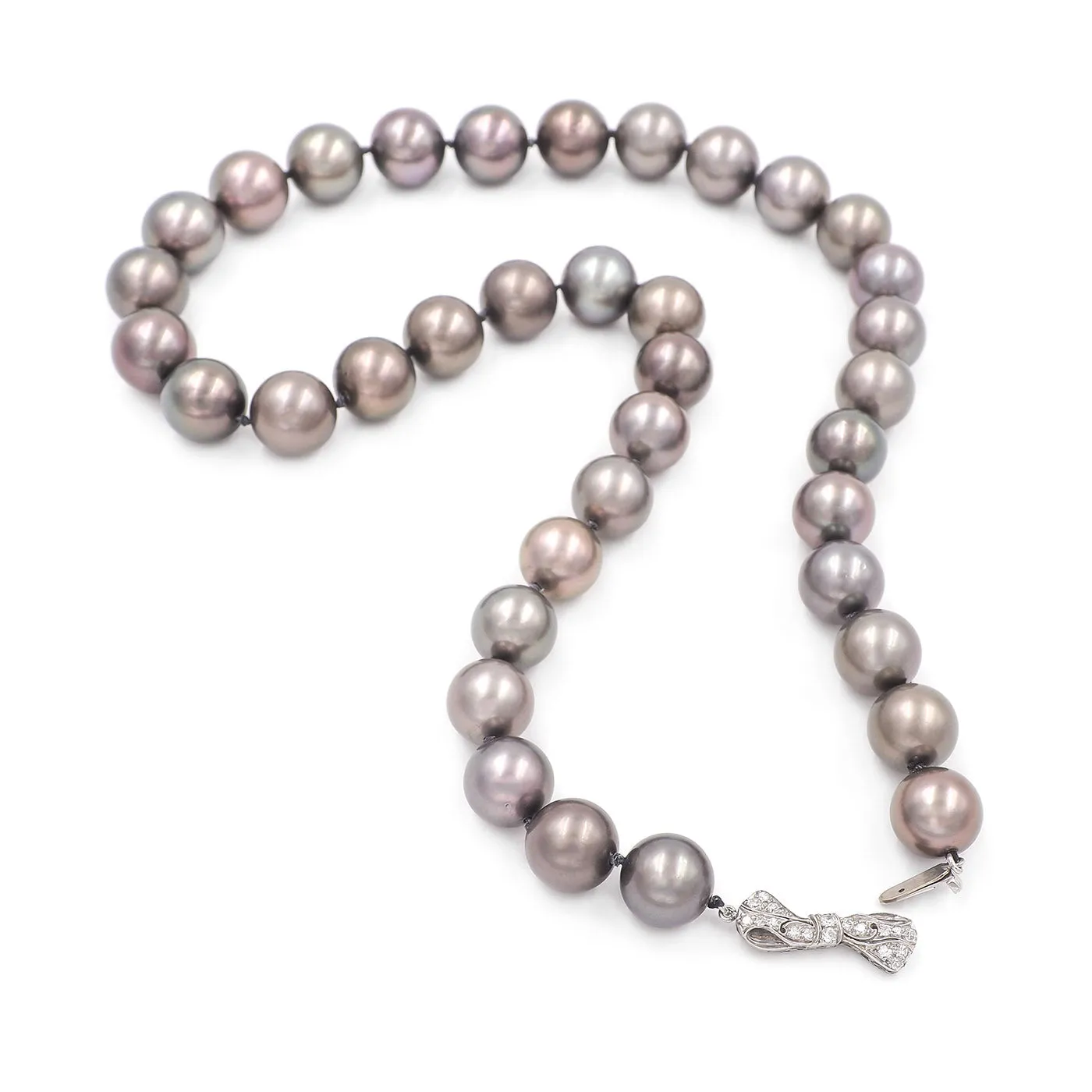 Vintage Tahitian Pearl Necklace With Diamond Clasp