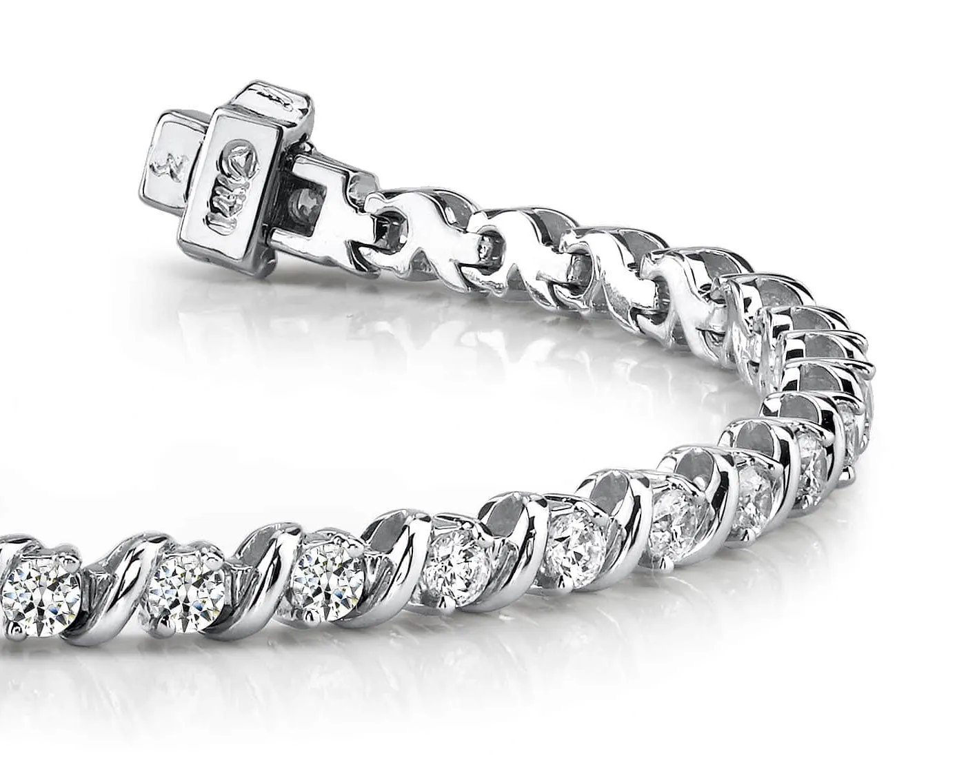 Wavy Hood Link Lab-Grown Diamond Tennis Bracelet with 4.96 ct.(finished) 3.5mm