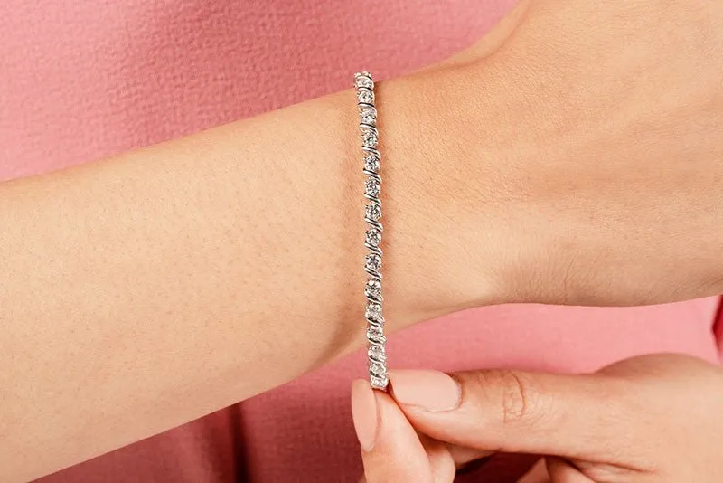 Wavy Hood Link Lab-Grown Diamond Tennis Bracelet with 4.96 ct.(finished) 3.5mm