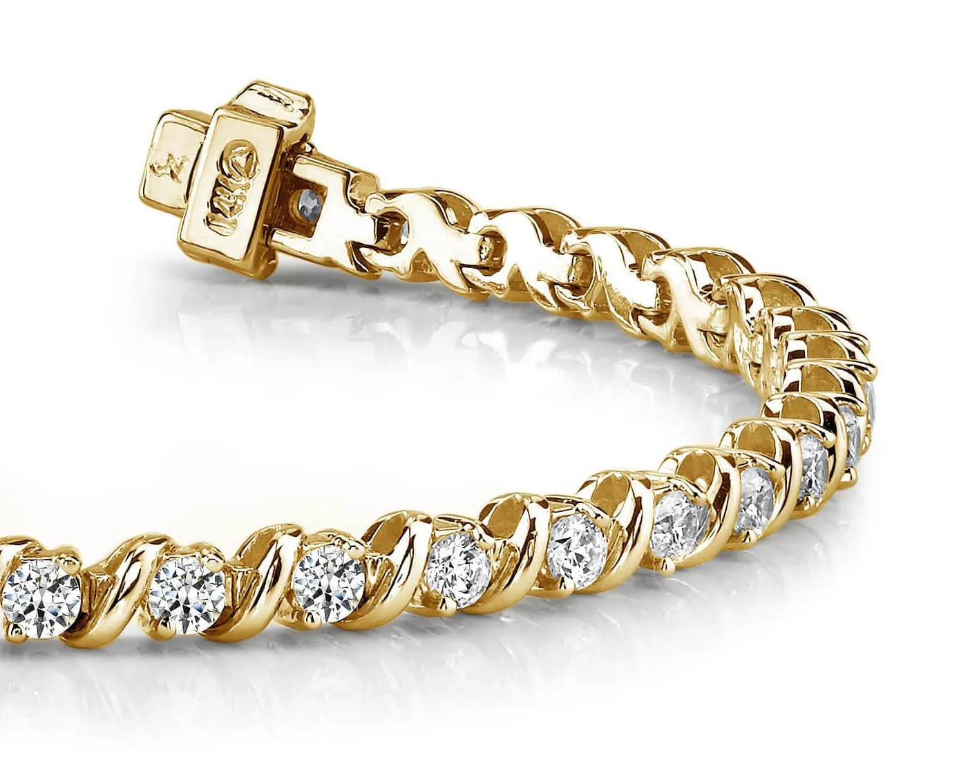 Wavy Hood Link Lab-Grown Diamond Tennis Bracelet with 4.96 ct.(finished) 3.5mm