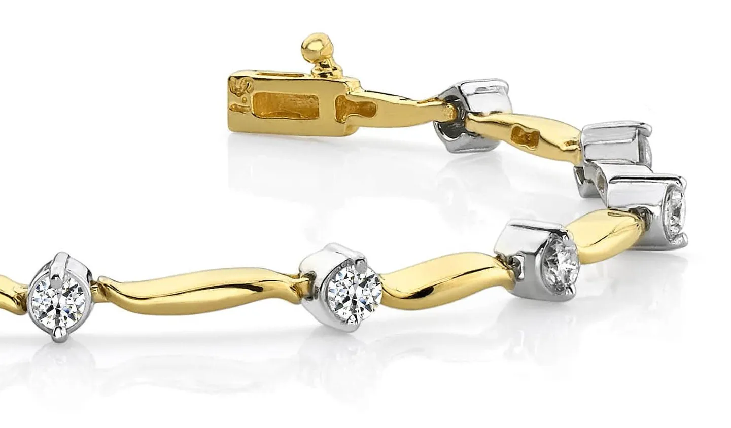Wavy Link Lab-Grown Diamond Bracelet with 1.50 ct.(finished) 3.25mm