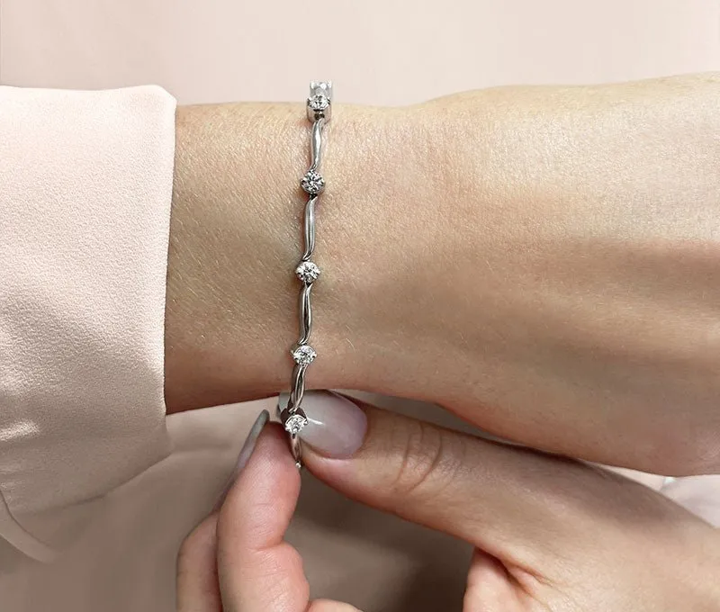 Wavy Link Lab-Grown Diamond Bracelet with 1.50 ct.(finished) 3.25mm