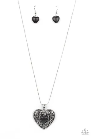 Wholeheartedly Whimsical - Black (Heart) Necklace
