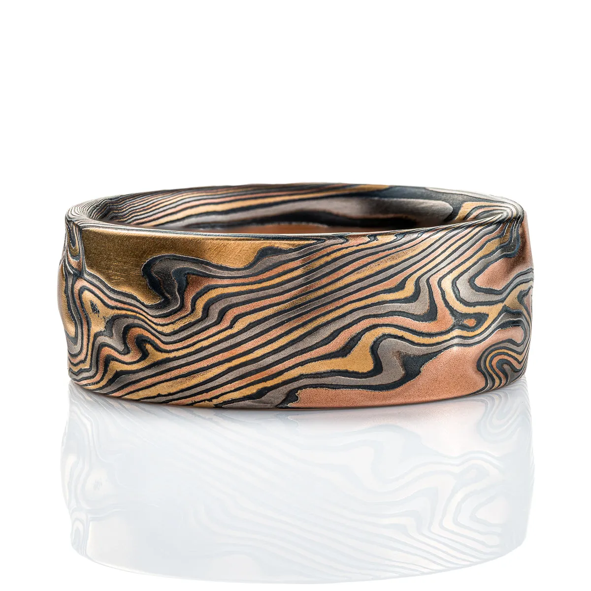 Wide Mokume Gane Wedding Band
