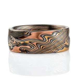 Wide Mokume Gane Wedding Band