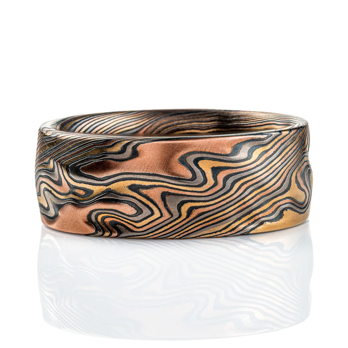 Wide Mokume Gane Wedding Band