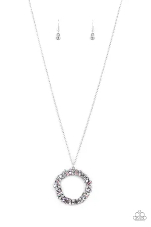 Wreathed in Wealth - Purple - and Iridescent Rhinestone Paparazzi Long Necklace