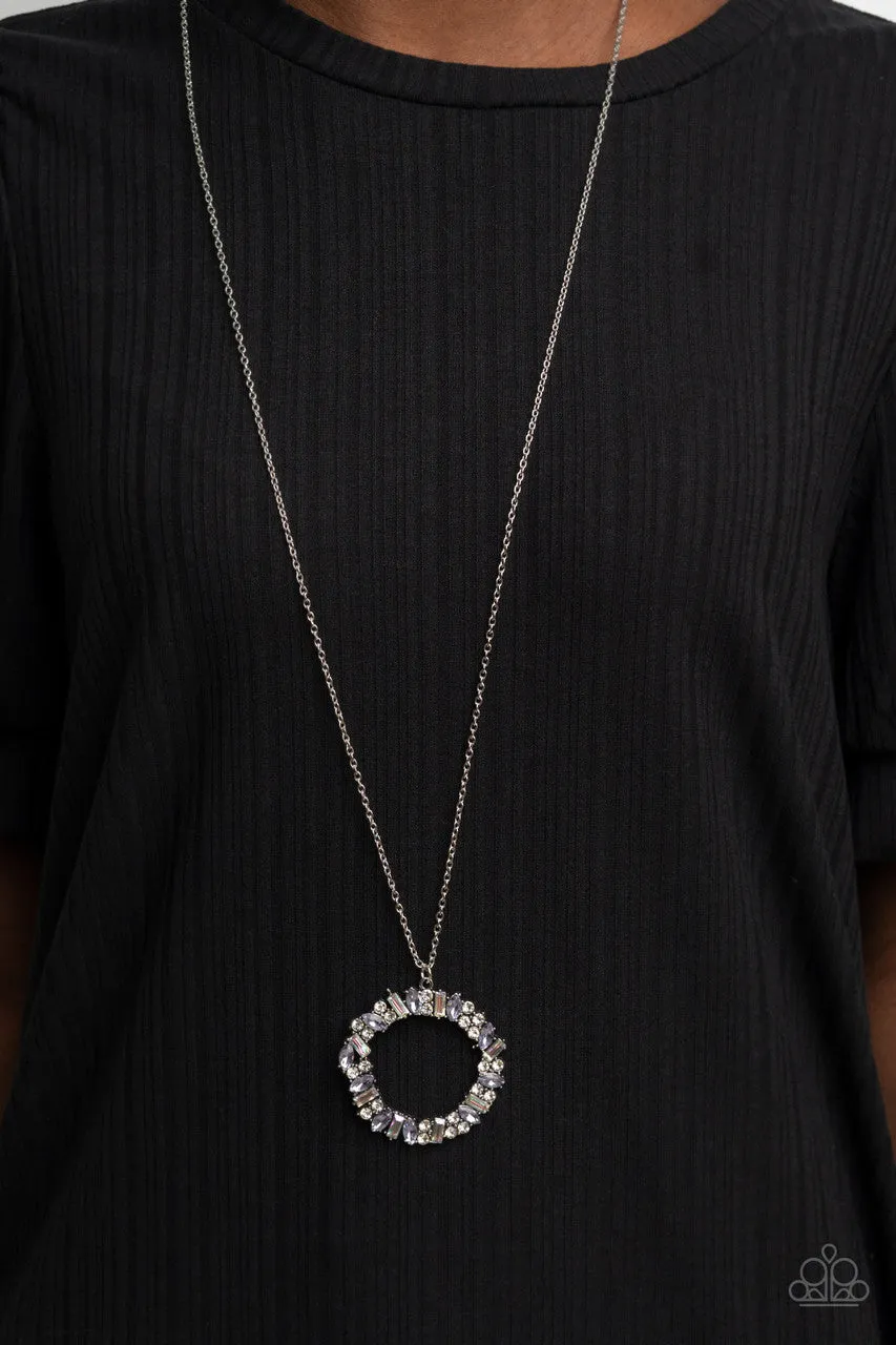 Wreathed in Wealth - Purple - and Iridescent Rhinestone Paparazzi Long Necklace