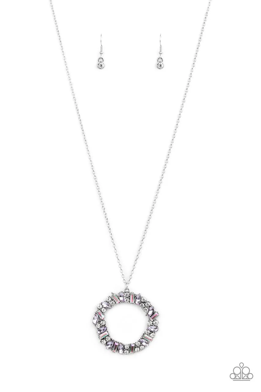Wreathed in Wealth - Purple - and Iridescent Rhinestone Paparazzi Long Necklace