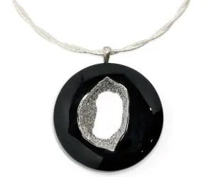 XLarge Platinum Round Window Druzy Glossy Necklace