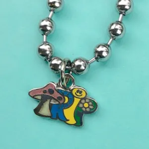 Y2K Rainbow Heart Mushroom Necklace For Women Butterfly Charms Vintage 90s Style Choker Necklace