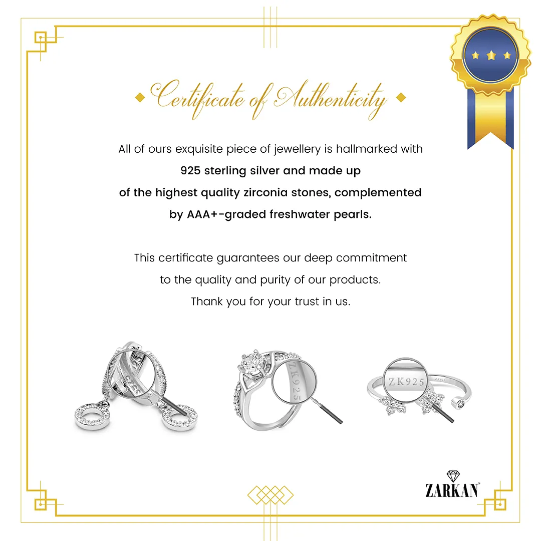Zarkan 925 Silver Ruby Solitaire American Diamond Heart Ring
